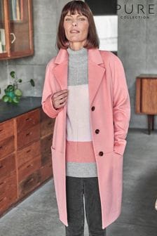 Pure Collection Pink Wool Revere Coat