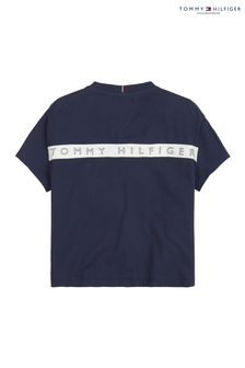 Tommy Hilfiger Girls Blue Varsity Track T-Shirt