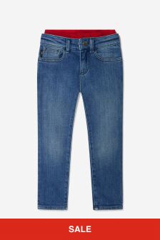 Emporio Armani Boys Cotton Denim Double Waistband Jeans