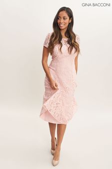 Gina Bacconi Pink Una Maxi Dress With Lace Sleeves (T84100) | £250