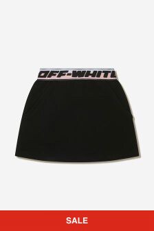 Off White Girls Cotton Logo Band Sweat Skirt in Black