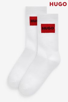 HUGO White Rib Socks 2 Pack