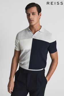 Reiss Tondo Open Collar Colourblock Polo T-Shirt