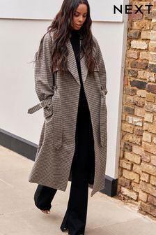 Brown Check JuzsportsShops Heritage Trench Style Coat (T85617) | £98