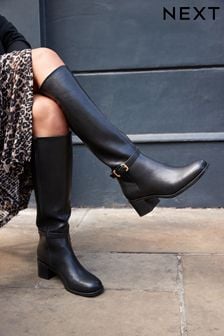 Black Forever Comfort® Buckle Detail Knee High Boots (T86451) | £62