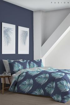 Fusion Blue Leaves Duvet Cover and Pillowcase Set