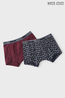 White Stuff Red Plain And Print Boxers 2 Pack