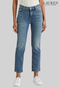 Lauren Ralph Lauren Straight Fit High Waist Ankle Length Stretch Denim Jeans
