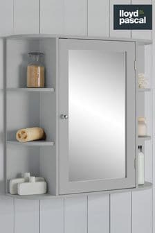 Lloyd Pascal Chatsworth Grey Mirror Door Cabinet Display Shelf
