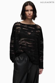 AllSaints Black Rita Devore T-Shirt (T87439) | £55