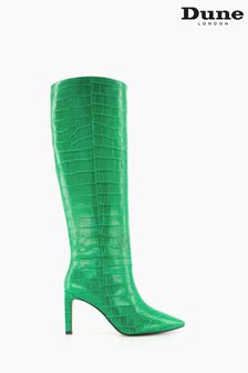 Dune London Spice Green Pointed Stiletto Knee High Heeled Boots (T87557) | £195