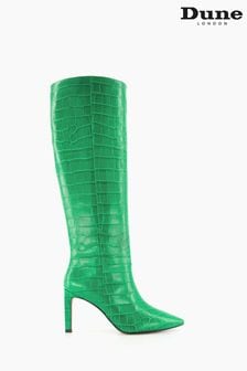 Dune London Spice Green Pointed Stiletto Knee High Heeled Boots