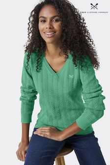 Crew Clothing Green Mid Cotton Jumper