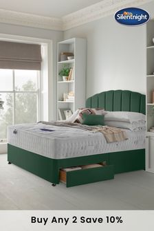 Silentnight Mirapocket 2000 Memory 2 Luxury Velvet Drawer Divan Bed Set - Rainforest Green