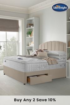 Silentnight Mirapocket 2800 Memory Pillow Top 2 Drawer Luxury Velvet Divan Bed Set - Mink Brown