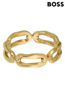 BOSS Gold Tone Signature Twist Ring