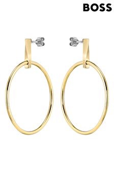 BOSS Signature Gold Tone Hoop Earrings