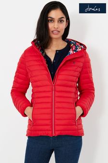 Joules Red Snug Water Resistant Packable Puffer Jacket