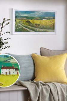 Green Artist Collection 'Canola Fields' Yellow Landscape By Jo Grundy Framed Print Wall Art