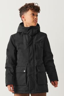 Black Smart Parka Coat (3-16yrs) (T89356) | £40 - £50