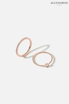 Accessorize Rose Gold-Plated Stacking Ring Twinset