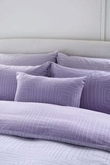 Jasper Conran London Lavender Grey Jacquard Weave Duvet Cover and Pillowcase Set