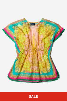 Versace Girls Cotton And Silk Barocco Goddess Kaftan in Multicoloured