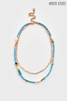 White Stuff Blue Seedbead Chain Necklace