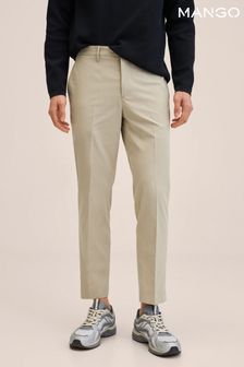 Mango Cream Slim Fit Stretch Suit Trousers