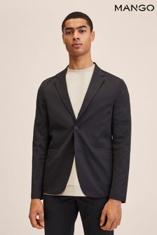 Mango Black Slim-Fit Stretch Suit Jacket