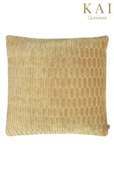 Kai Yellow Rialta Geometric Cut Velvet Square Feather Filled Cushion