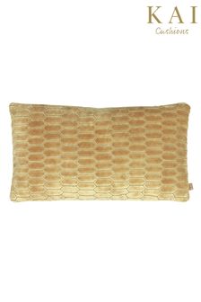Kai Yellow Rialta Geometric Cut Velvet Rectangular Feather Fi Cushion