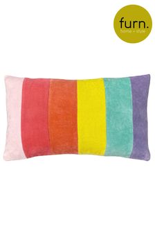 furn. Purple Rainbow Cotton Velvet Cushion