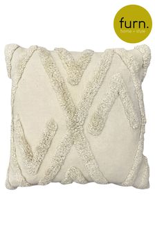 Furn Linen Beige Kamjo Cotton Tufted Geometric Cushion