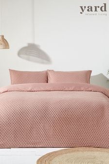 The Linen Yard Blush Pink Polka Tuft Duvet Cover and Pillowcase Set
