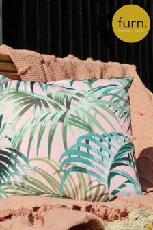 Furn Blush Pink Forest Green Jungle Water Resistant Outdoor Cushion