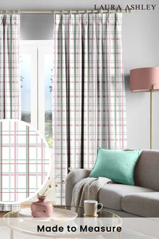 Laura Ashley Rose Pink Burford Check Made To Measure Curtains