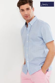 Joules Blue Lloyd Slub Short Sleeve Classic Fit Printed Shirt