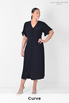 Live Unlimited Black Curve Button Dress (T93293) | £79
