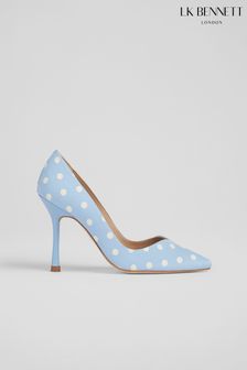 Faye Blue/Cream Polka Dot Silk Court Shoes