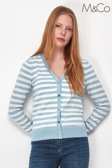 M&Co Blue Breton Stripe Cardigan