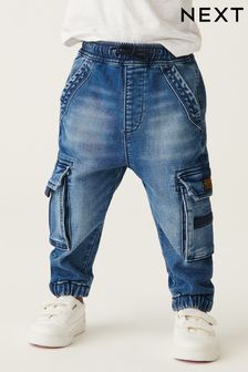 Mid Blue Denim Comfort Cargo Jeans (3mths-7yrs) (T94376) | £15 - £17