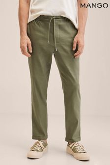 Mango Green Linen Jogger Trousers