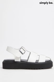 Simply Be White Fishermans Chunky Wide Fit Sandals
