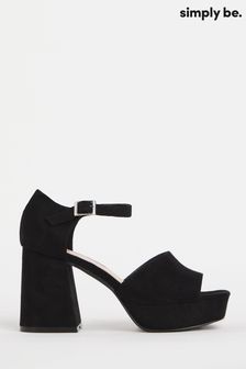 Simply Be ExWide Fit Black Heeled Platform Sandals