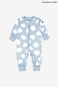 Polarn O. Pyret Blue Organic Cotton Cloud Print Onesie Pyjamas
