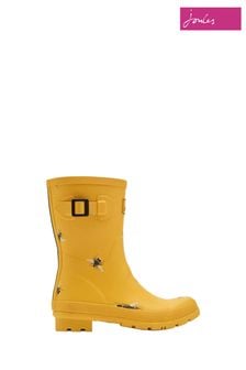 Joules Molly Welly Yellow Mid Height Printed Wellies