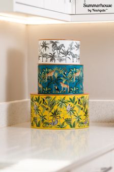 Navigate Set of 3 Yellow Madagascar Nesting Tins with Bamboo Lid