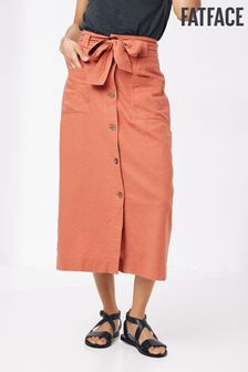 FatFace Orange Linen Blend Utility Skirt