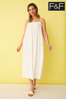 F&F White Strappy Midi Sun Dress
